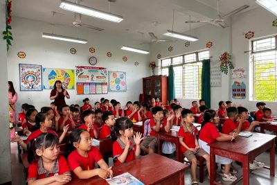 Học sinh trường Mầm non Nghĩa Hòa giao lưu tham quan cơ sở 1